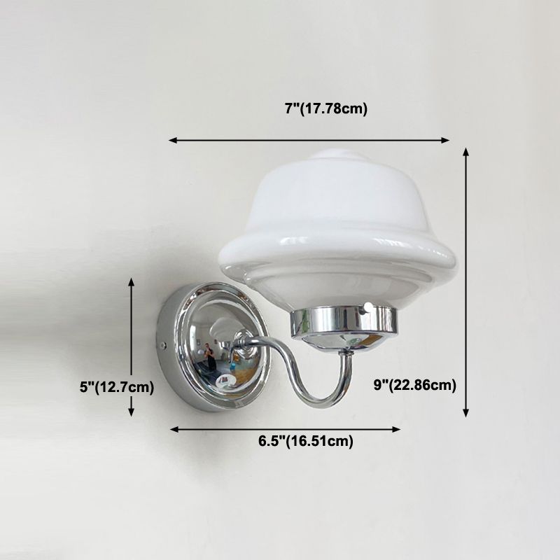 Glass Geometric Wall Sconces Industrial Style 1 Light Wall Mounted Lamps in White