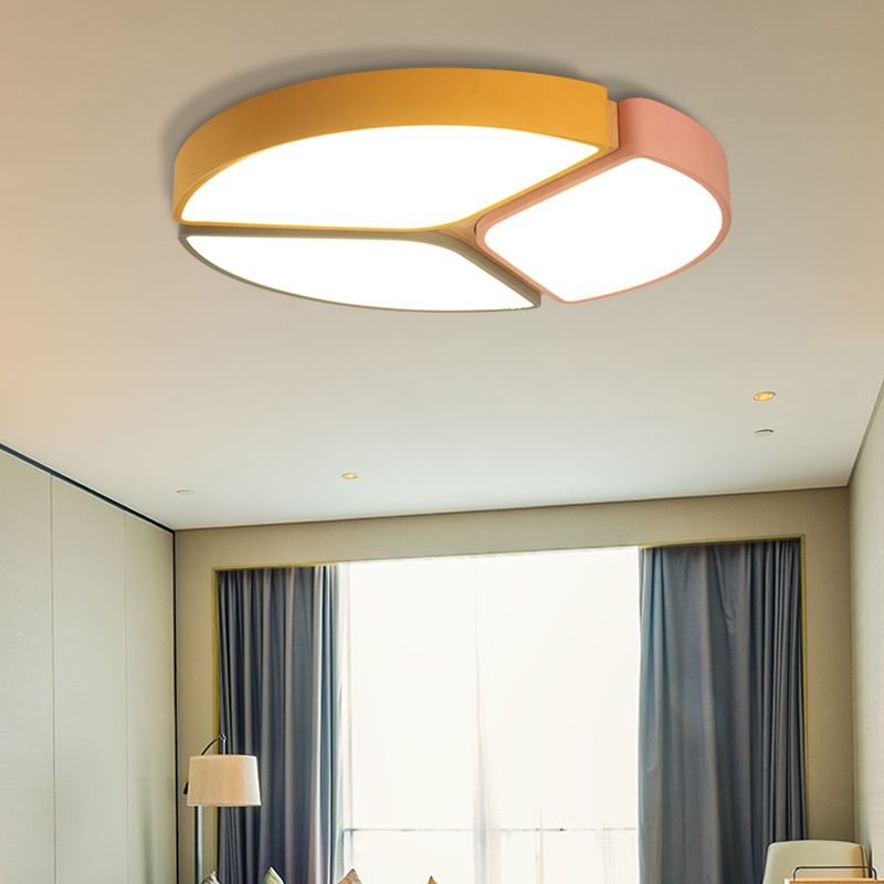 16"/19.5"/23.5" Wide Circular Flushmount Light Macaron Metallic Led Close to Ceiling Light in Warm/White Light