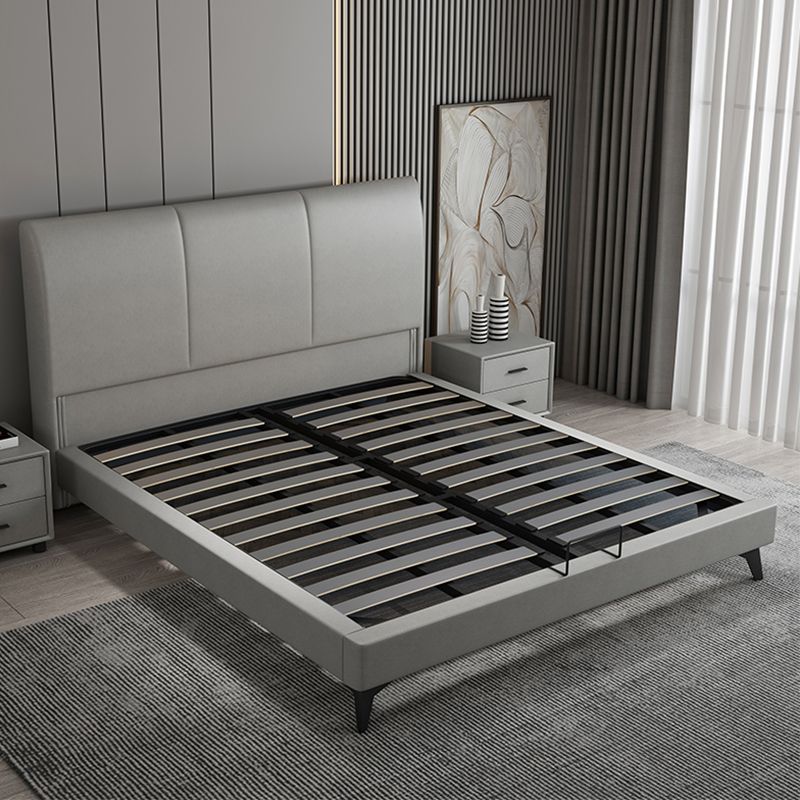 Modern Wooden Headboard with Rectangular Panel and Metal Legs