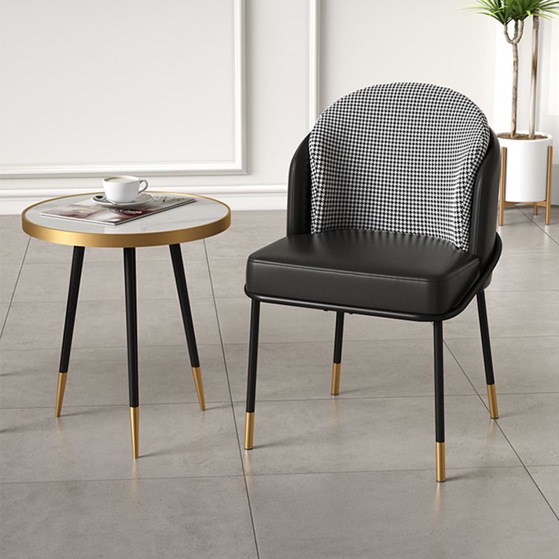 Sillas de comedor tapizadas de metal Glam, sillas de comedor sin brazos para uso en restaurantes