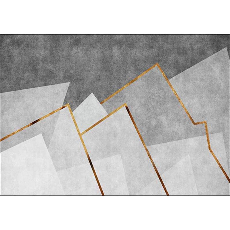 Gray Minimalist Style Mountain Rug for Living Room Power Loom Machine Washable Decorative Area Rug