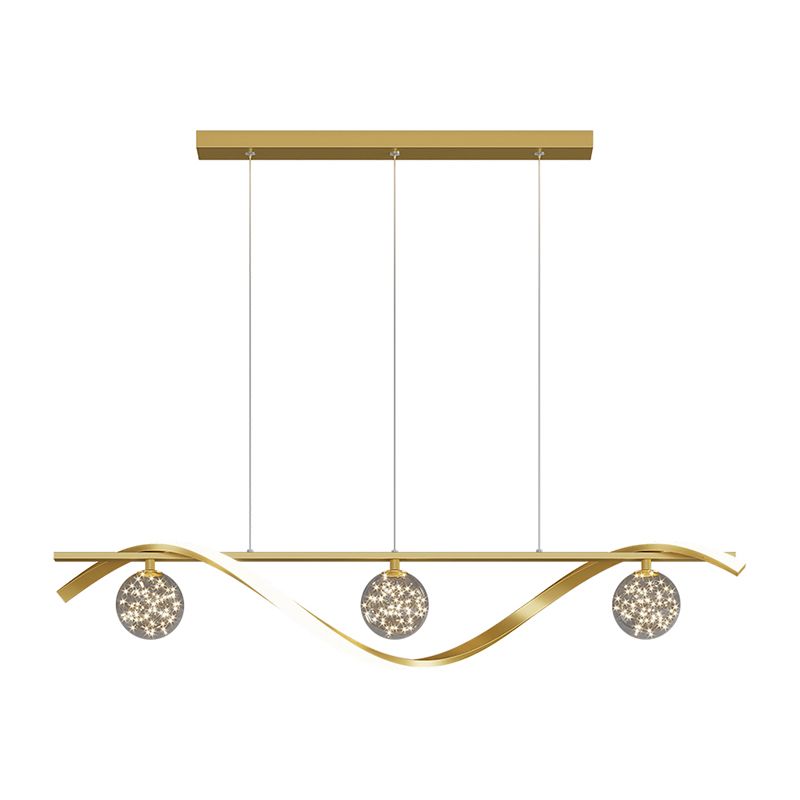 Nordic Light Luxury Simple Contemporary Style LED Hanging Island Pendant Light for Dining Room Bar