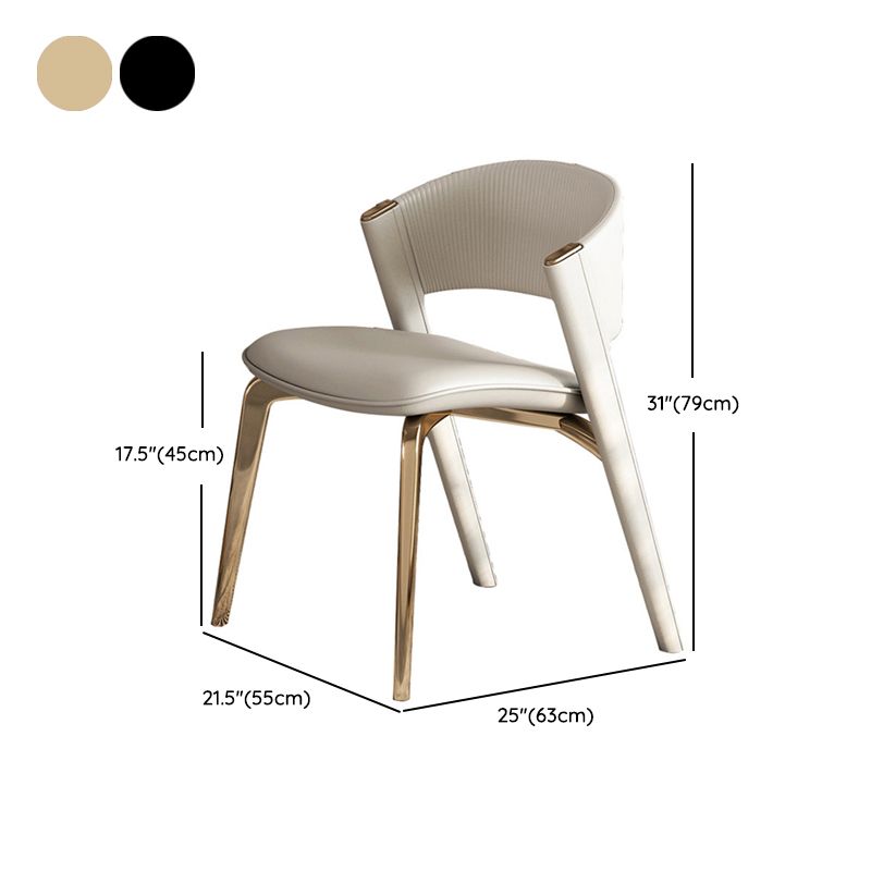 Dining Room Glam Side Chair Metal Legs Open Back Dining Armless Chair