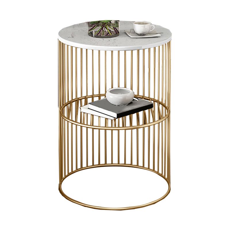 21.6" Tall Modern Style Sofa Side Accent Table Metal Drum End Table