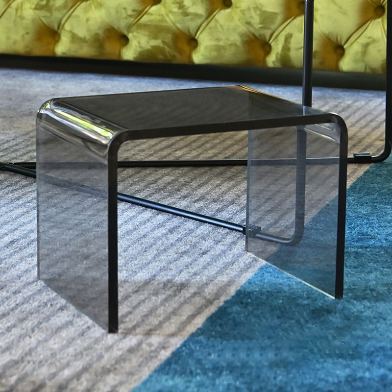 Modern Rectangular Glass Side End Table Sled Side Table for Living Room