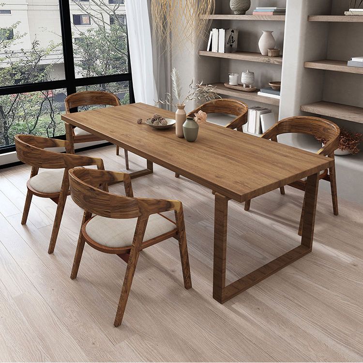 Mid-Century Modern Dining Table Pine Wood Table with Sled Base