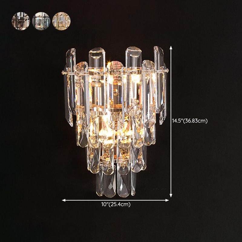 Geometric Shape Crystal Wall Sconces Modern 2-Lights Wall Mount Light Fixture