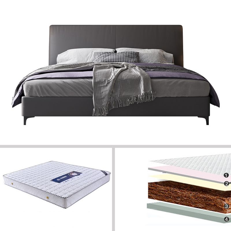 Wood and Upholstered Standard Bed Contemporary Panel Bed with Upholstered Headboard