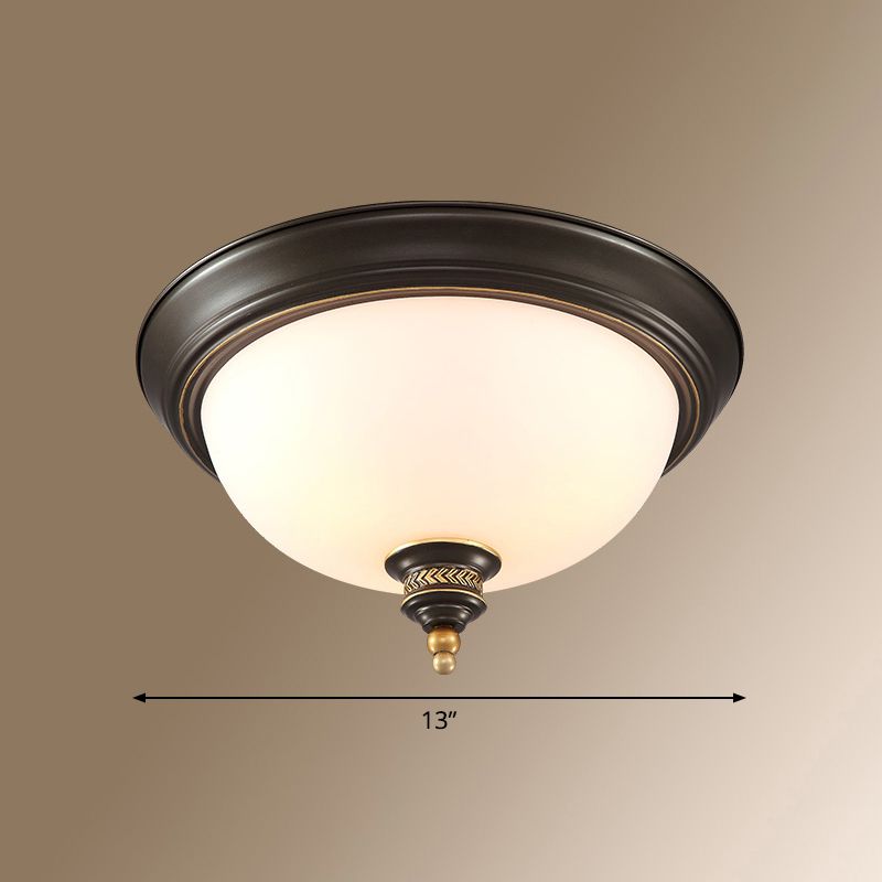 Classic Dome Shaped Ceiling Lighting Frosted Glass Flush Mount Light Fixture for Bedroom