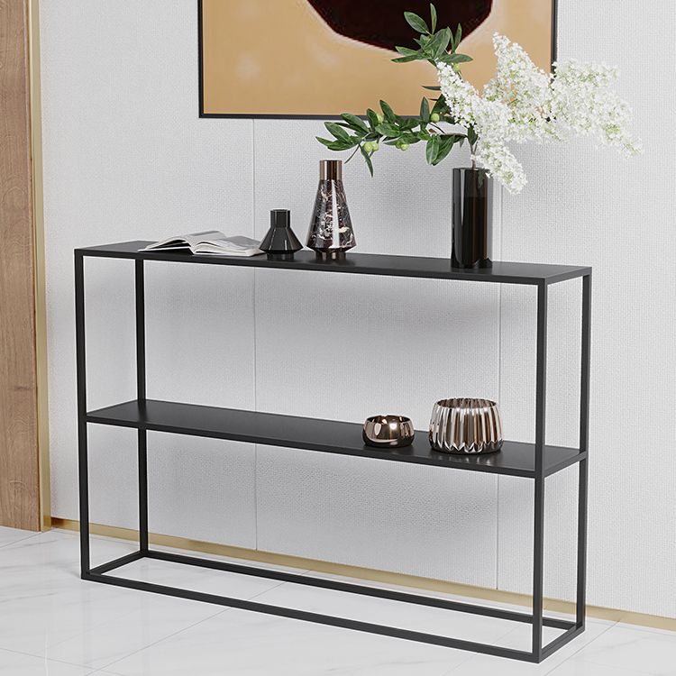 Modern Console Accent Table Antique Finish Rectangle Console Sofa Table in Metal