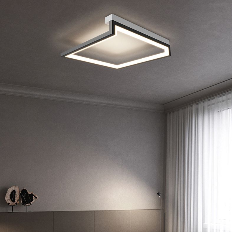 Black Minimalism LED Ceiling Square Light Square Cube Flush Mount Lamp for Bedroom