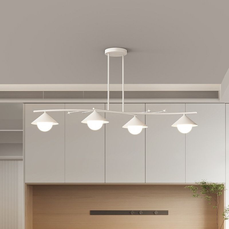 Modernism White 4-Light Kitchen Island Lighting Shaded Island Pendant Lighting