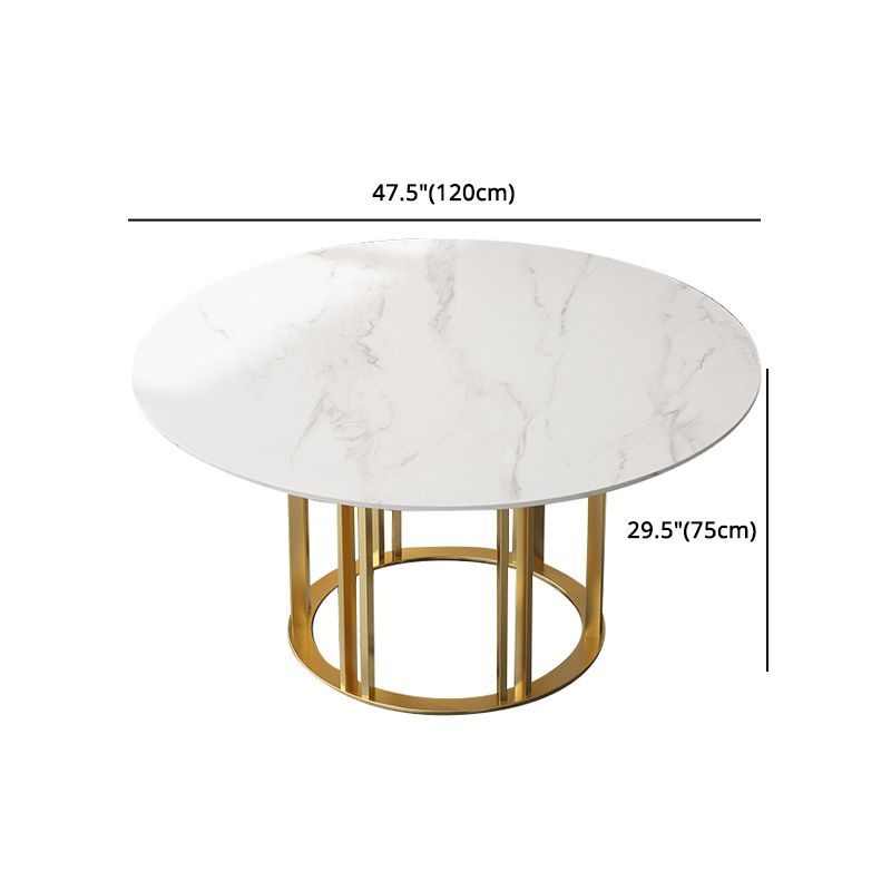 Glam 1/7 Pieces Dining Set Round Stone Dining Table for Kitchen
