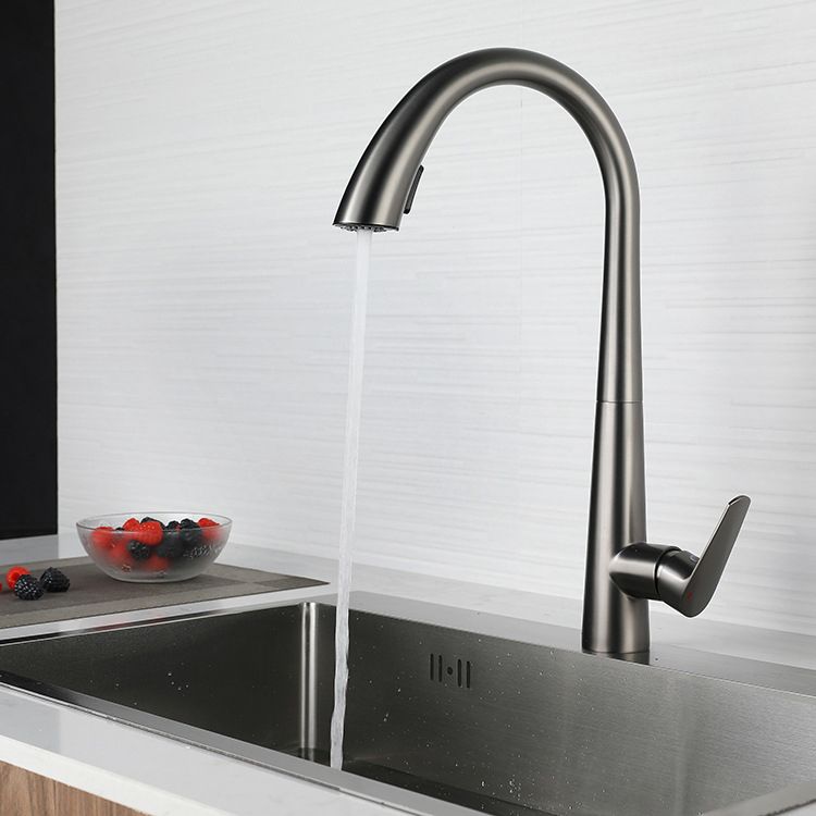 Modern Retractable Kitchen Faucet Stainless Steel Single Handle High Arc Kitchen Faucet