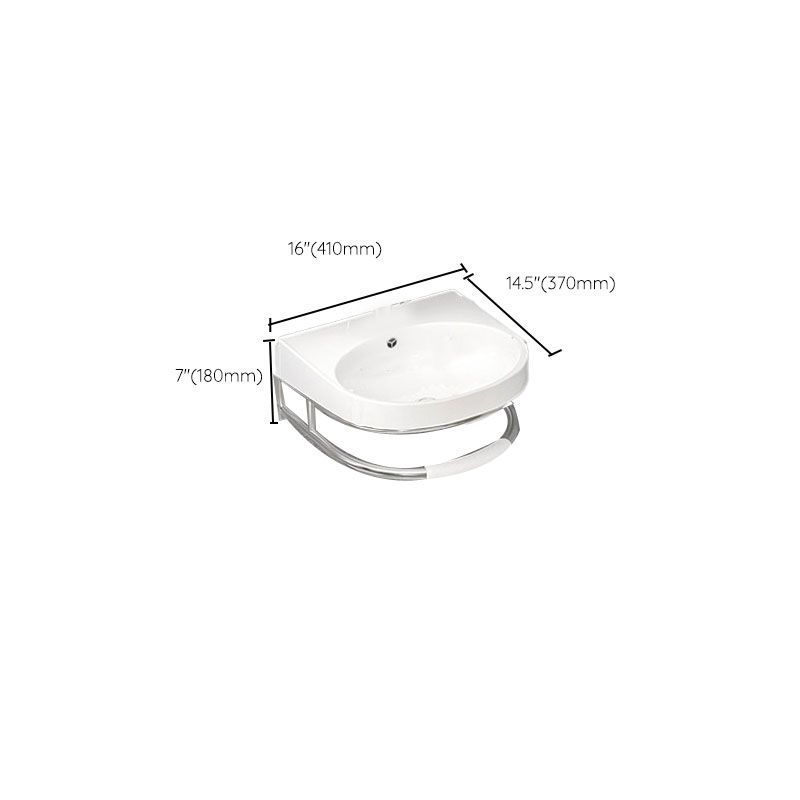 Bathroom Sink White Ceramic Wall-mounted Mirror Faucet Anti-spill Sink