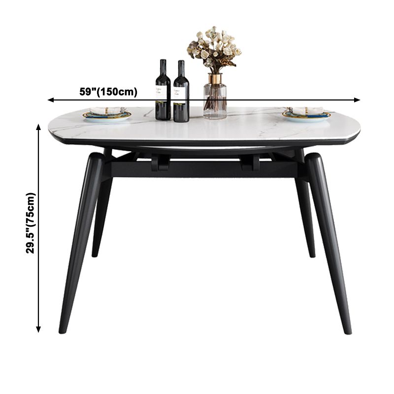 Sintered Stone Top Extendable Round Table for Restaurant Modern Dining Table with 4 Legs