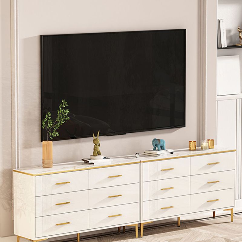 Contemporary Glam Stone Storage Chest Home Chest in White with Drawers