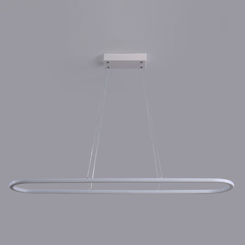 Linear Shape Island Pendant Contemporary Metal 1 Light Pendant Lighting Fixture in White