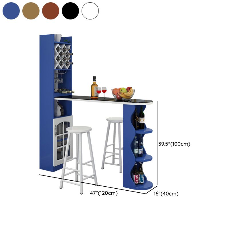 3 Pieces Bar Stool and Table Set, Contemporary and Oval for Living Room