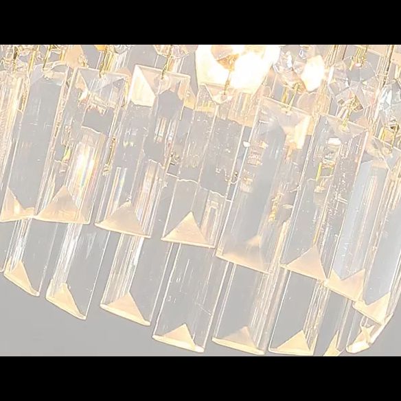 Modern Style Cylindrical Ceiling Mounted Light Crystal Aisle Close to Ceiling Lamp in Gold