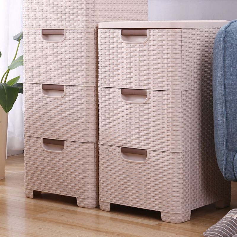 Plastic Beige Non-Hanging Armoire Modern Storage Cabinet for Bedroom