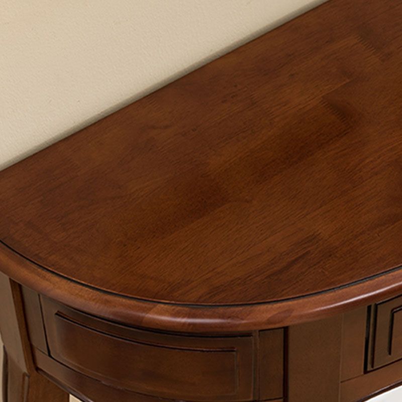 Mid-Century Modern Wood Accent Table Half Moon Sofa Console Table for Hall