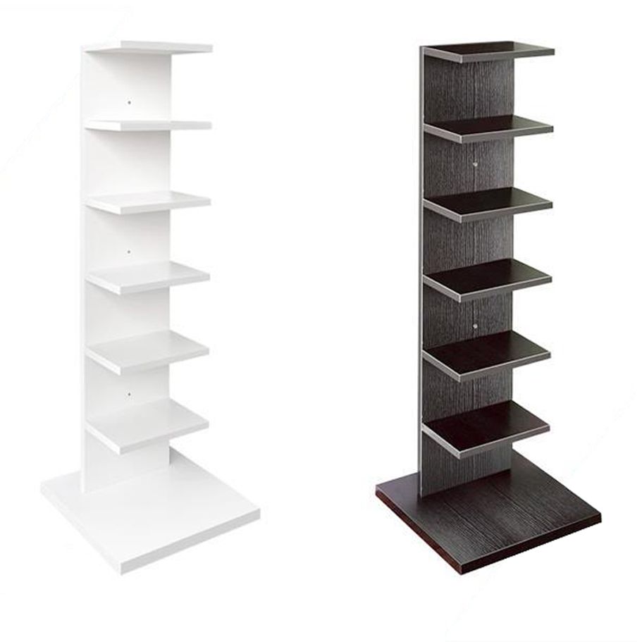 Contemporary 13.77" Wide Bookshelf Wood Geometric Shelf Bookcase