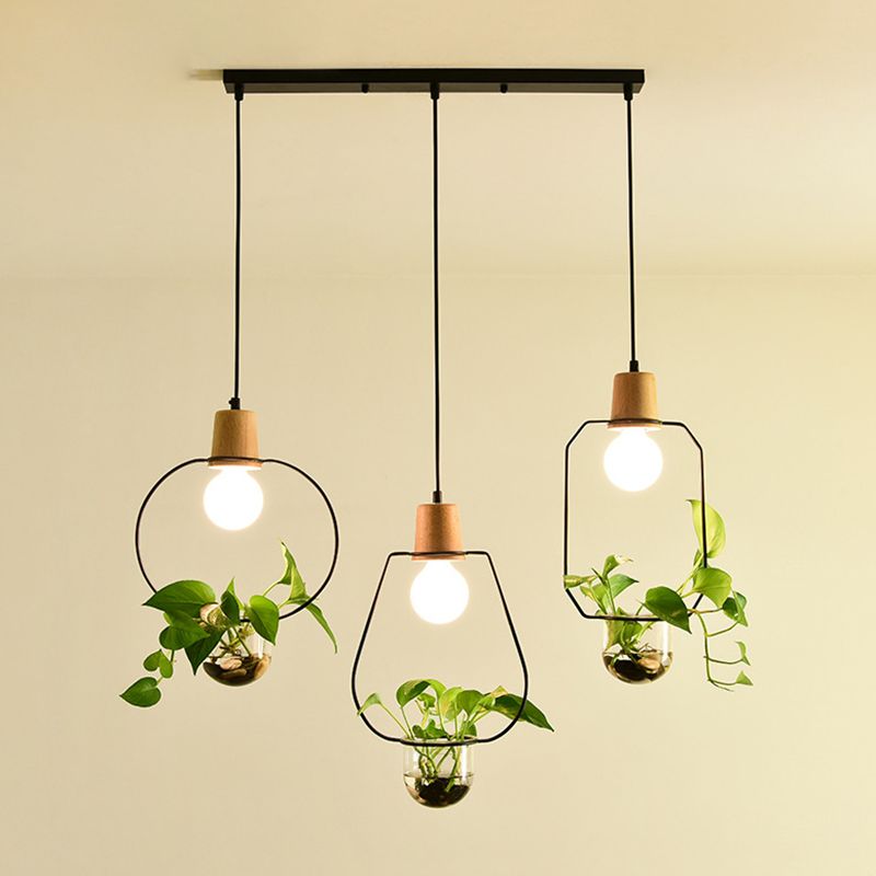 Metal Hanging Pendant Light Industrial Style Geometric Dinning Room Pendant Light Fixture