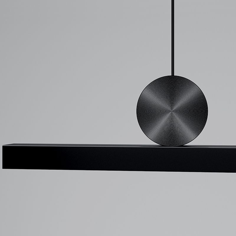 Black Modern LED Island Lighting Linear Aluminum Chandelier Light Fixture for Dining Room