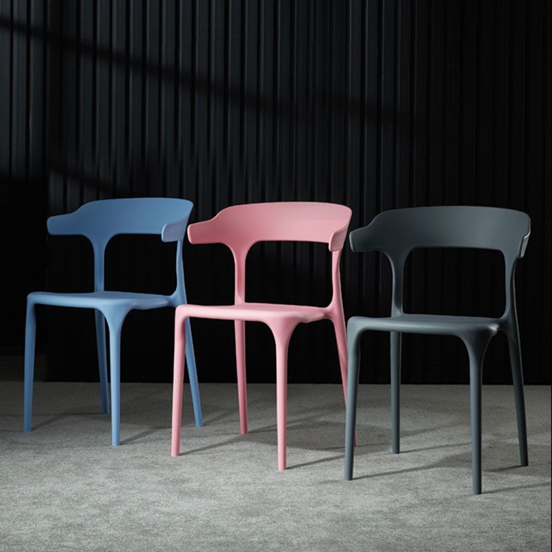 Contemporary Plastic Open Arm Chair Matte Finish Home Dining Chair