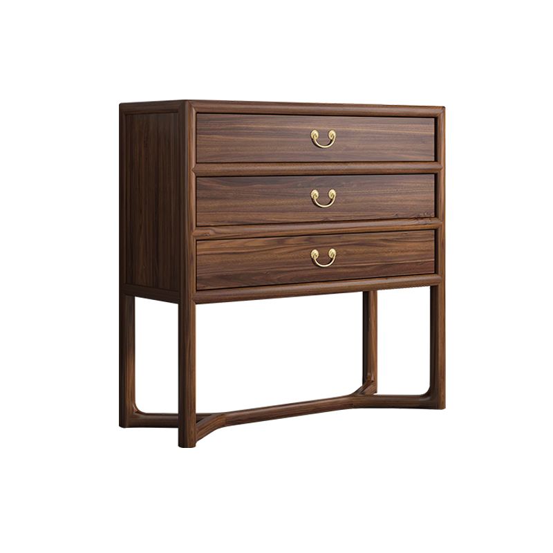 Dark Brown 3 Drawers Chest 14.97" Wide Solid Wood Accent Chest
