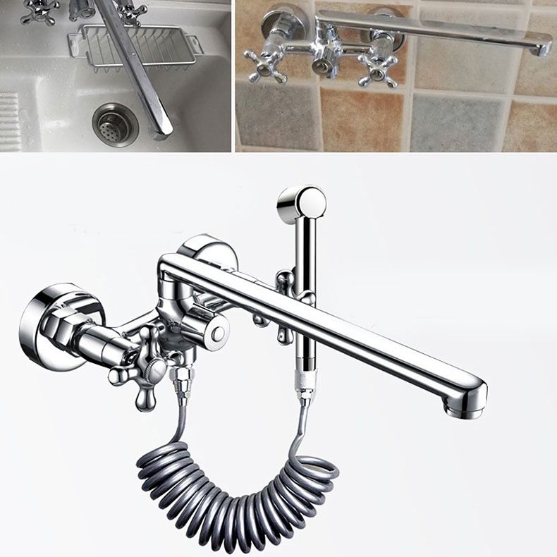 Modern Bath Filler Trim Copper with Handheld Shower Swivel Wall Mount Tub Spout Trim