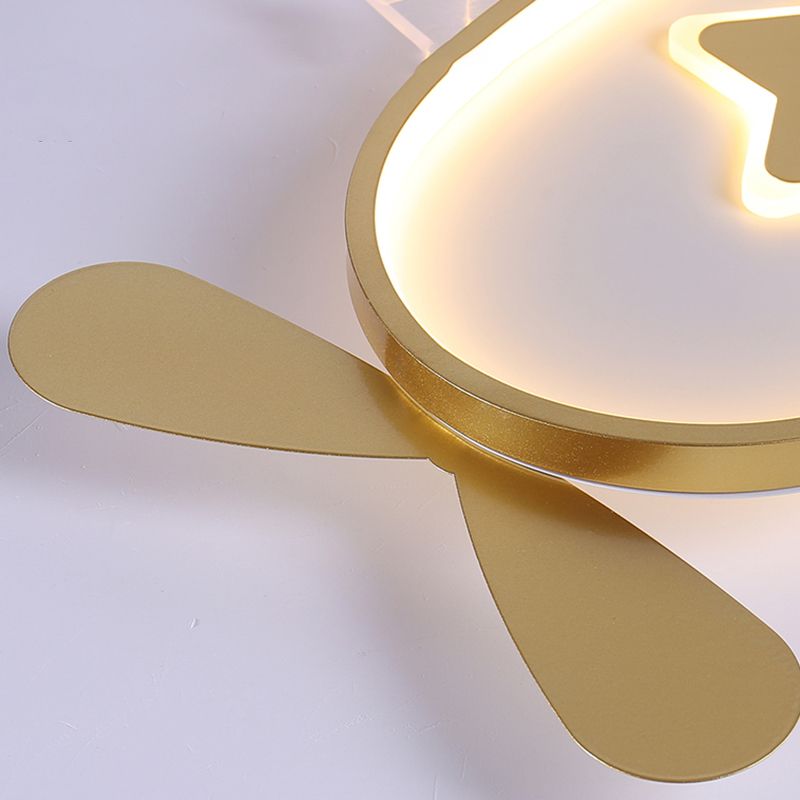 Modern Artistic LED Ceiling Fixture Wrought Iron Feather Flush Mount with Acrylic Shade