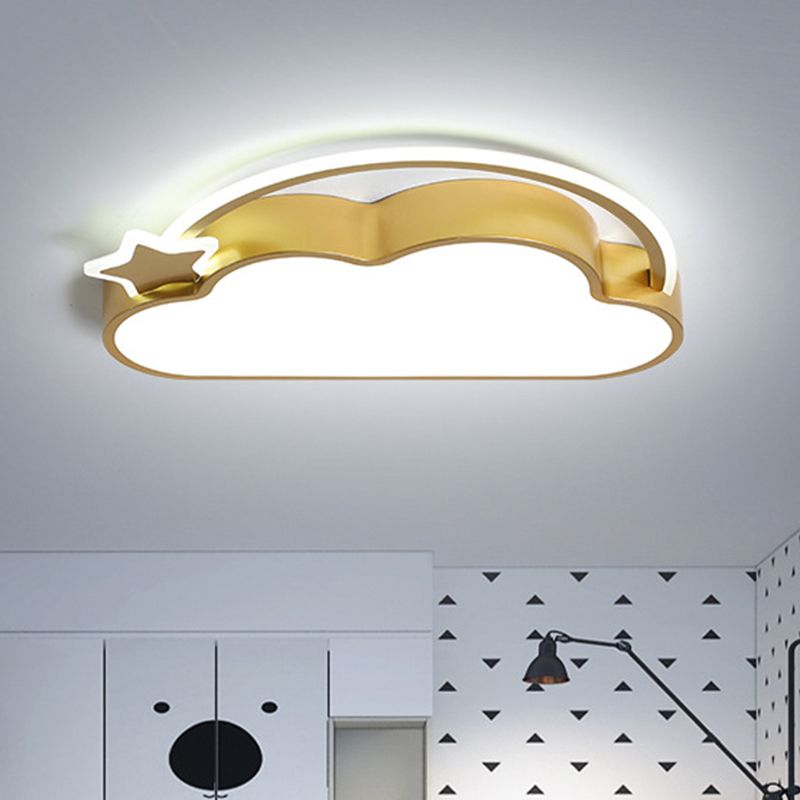 Wolk- en ster-plafondgemonteerd armatuur Eenvoudig roze/goud LED-inbouwlicht voor kinderslaapkamer