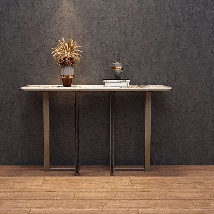 Stone Rectangle Console Table 1 Shelf 33.46" Tall End Table for Hall