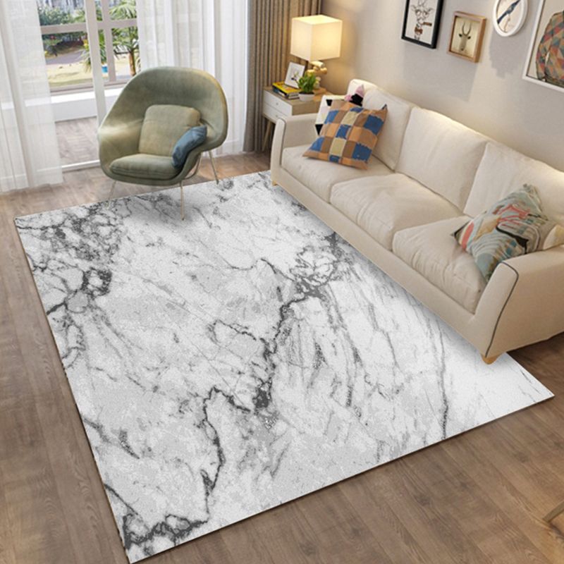 Living Room Indoor Rug Contemporary Marble Print Rug Polyester Washable Area Carpet