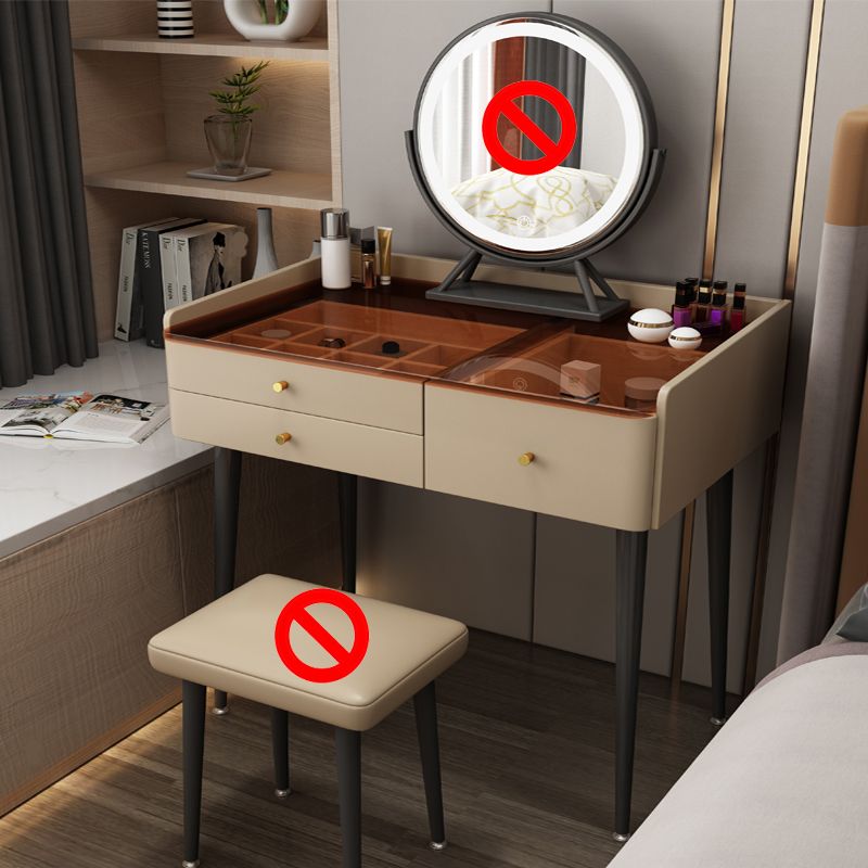Modern Solid Wood Vanity Dressing Table 3 Drawer Makeup Vanity Set