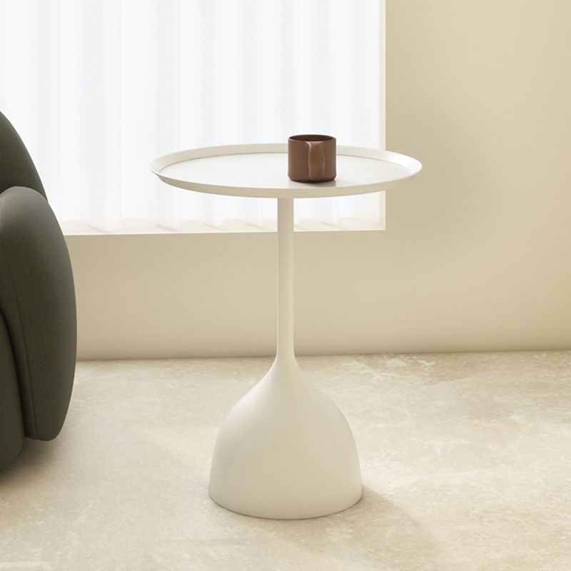 Mid-Century Round Tray Top Side Table 23.62" Tall Metal Pedestal End Table