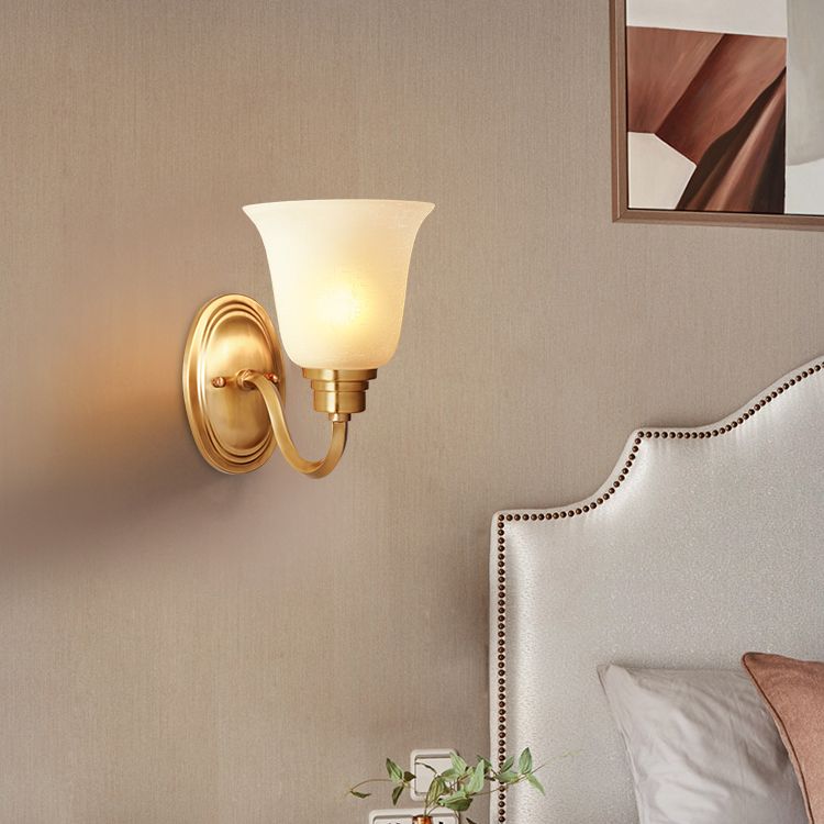 Semplicità vintage Bell Bell Vanity Lights Sconce Milk Glass Wall Monte Flaching per bagno