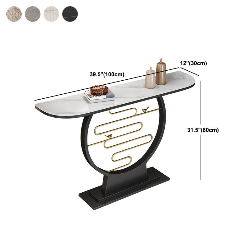 Modern & Contemporary Stone Console Sofa Table Half Moon Iron End Table for Hall