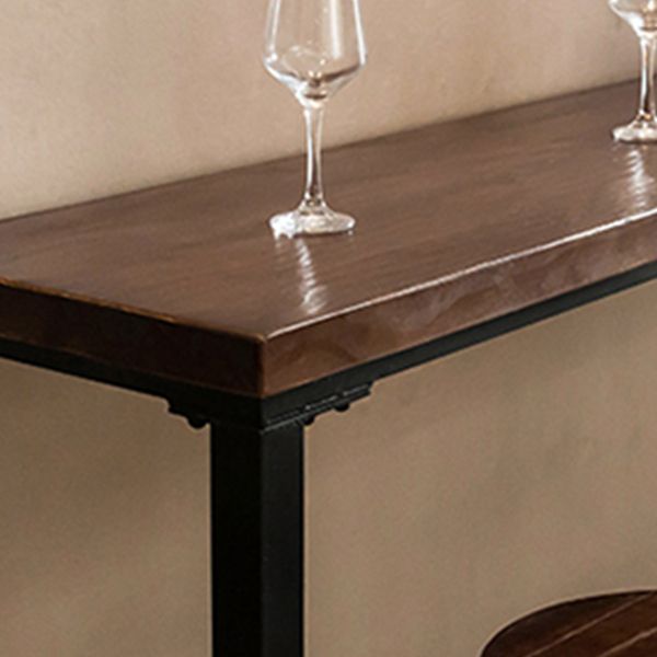 Dark Brown Bar Set with Pine Wood Top 1/2/5/9 Pieces Industrial Rectangle Pub Table Set