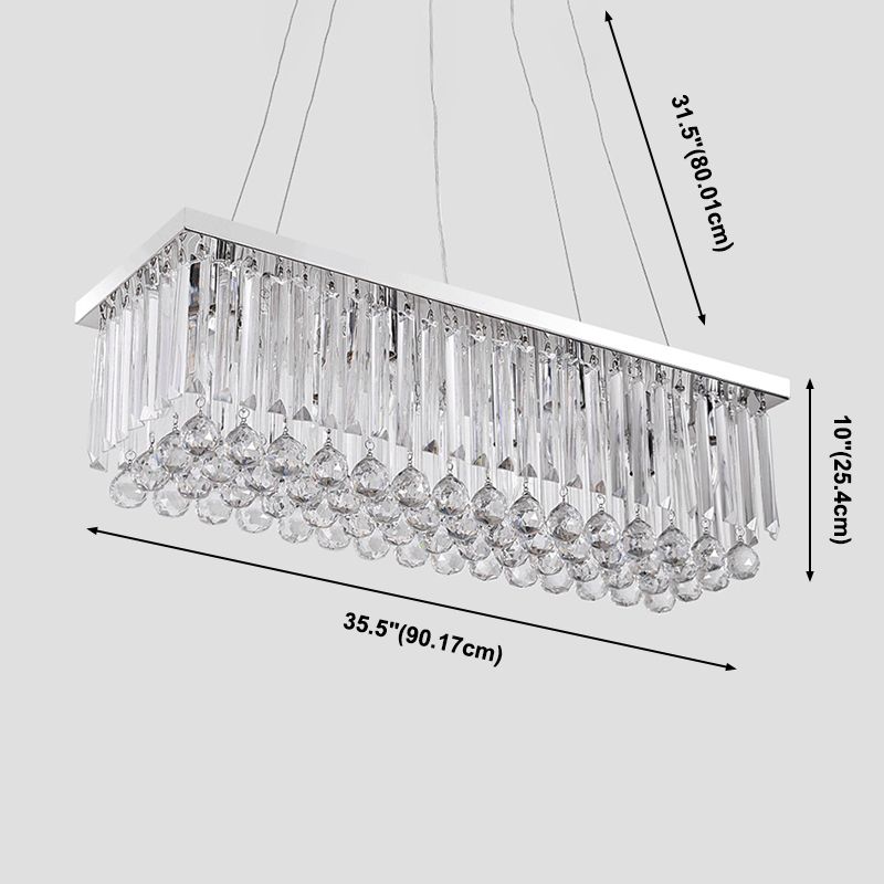 Modern Style Island Light Clear Crystal Chandelier Lamp for Living Room