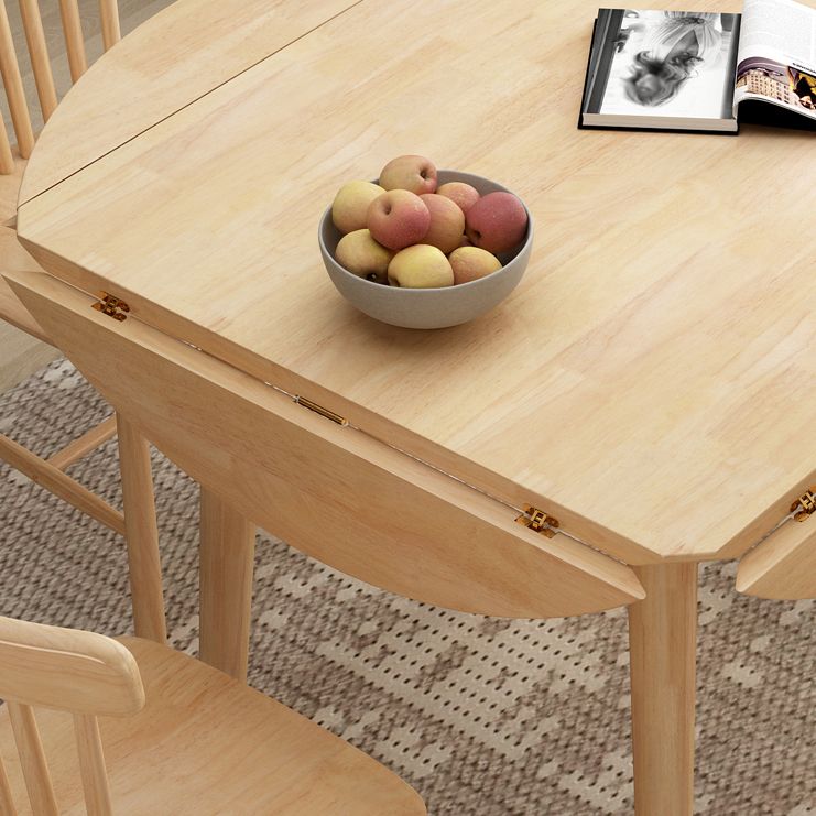 Rubberwood Dining Table Drop-Leaf Dinner Table for Dining Room