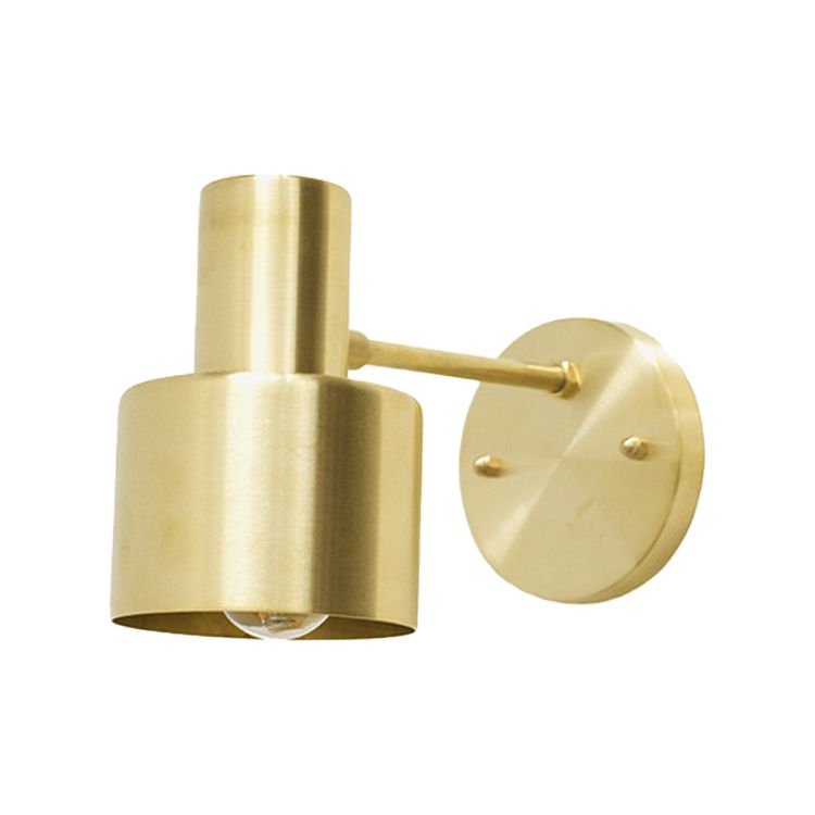 Drum Shape Metal Wall Light Modern Style 1-Light Wall Light Sconce in Gold