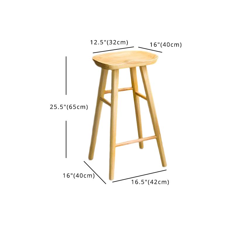 Modern Style Wood Saddle Seat Barstools Backless Stools with Wood Legs