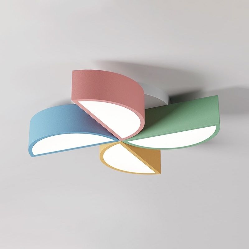 LED Bedroom Flush Mount Light Fixture Macaron Multi-Color Flush Ceiling Light with Windmill Acrylic Shade