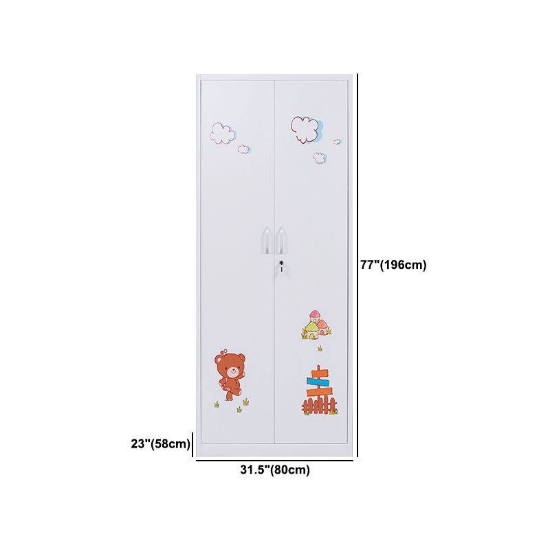 Contemporary Two Doors Wardrobe Armoire Steel Wardrobe Closet