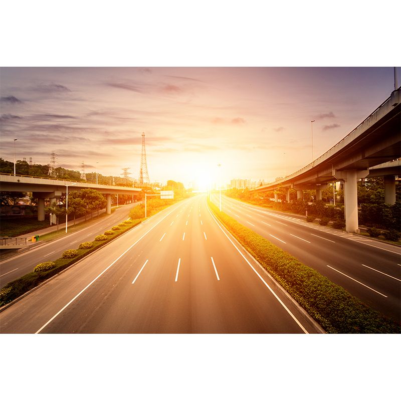 Photography Highway Wall Mural for Living Room, Light Color, Custom Size Available