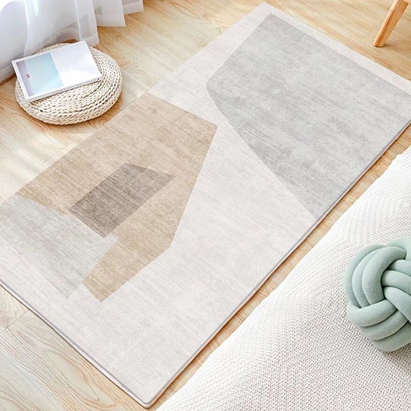 Light Gray Rug Polyester Color Piece Indoor Rug Washable Rug for Bedroom