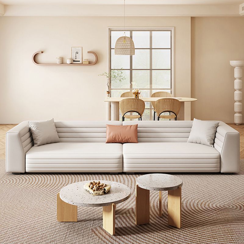 Contemporary Standard Tight Back Square Arm Sofa Couch in White